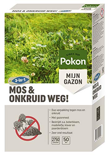 Pokon Moos und Unkraut Weg! - Bekämpft Moos und Unkraut im Rasen - Inklusive Rasendünger - Für 50 m2 von Pokon