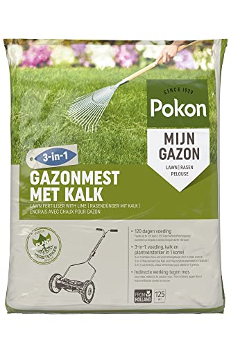 Pokon Rasendünger mit Kalk 3-in-1, organischer Komplett Rasendünger, mit Sofort und Langzeitwirkung, 125qm, 10kg von Pokon