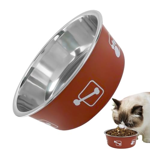 Pokronc Edelstahl Katzennapf | Bedruckter Katzennapf Aus Edelstahl - Tiernäpfe Für Haus Garten Terrasse Welpen Senioren Camping Auto von Pokronc