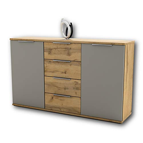 Capri Schlafzimmer Kommode in Wildeiche Optik, Basaltgrau - modernes & ausdrucksstarkes Softclose Sideboard für Ihr Schlafzimmer - 150 x 90 x 38 cm (B/H/T) von Stella Trading