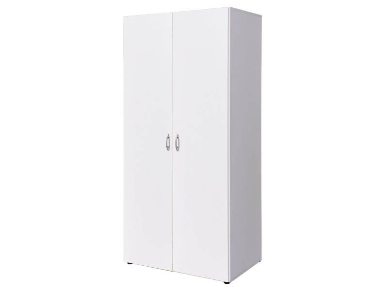 Pol-Power Kleiderschrank aus Spanplatte in Weiß mit 2 Türen, 1 Boden und 1 Kleiderstange (BxHxT: 80x177x52 cm) von Pol-Power