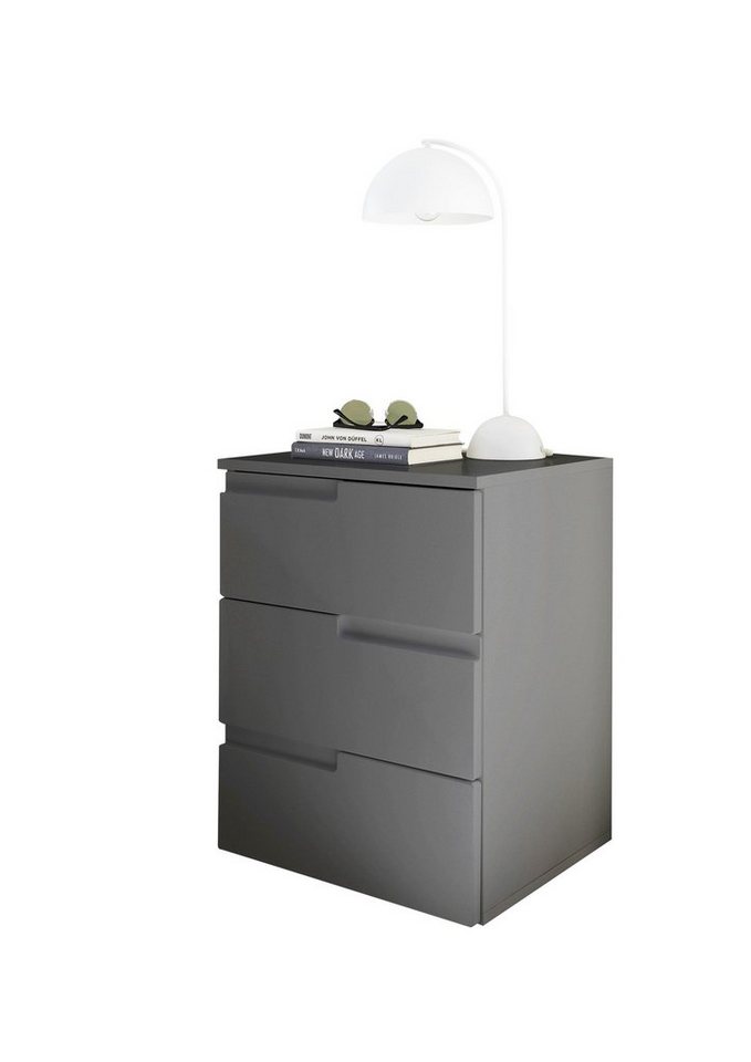 Pol-Power Nachtkommode in Graphit matt mit 3 Schubladen (BxHxT: 46x59x40 cm) von Pol-Power