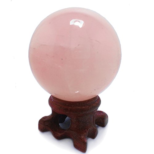 Polar Jade Rosenquarz-Kristallkugel, seltener Kristall, schützende Wirkung, für Dekoration/Heilanwendung/Meditation/Feng Shui, handgefertigt, rosaner Quartz, 50 mm von Polar Jade