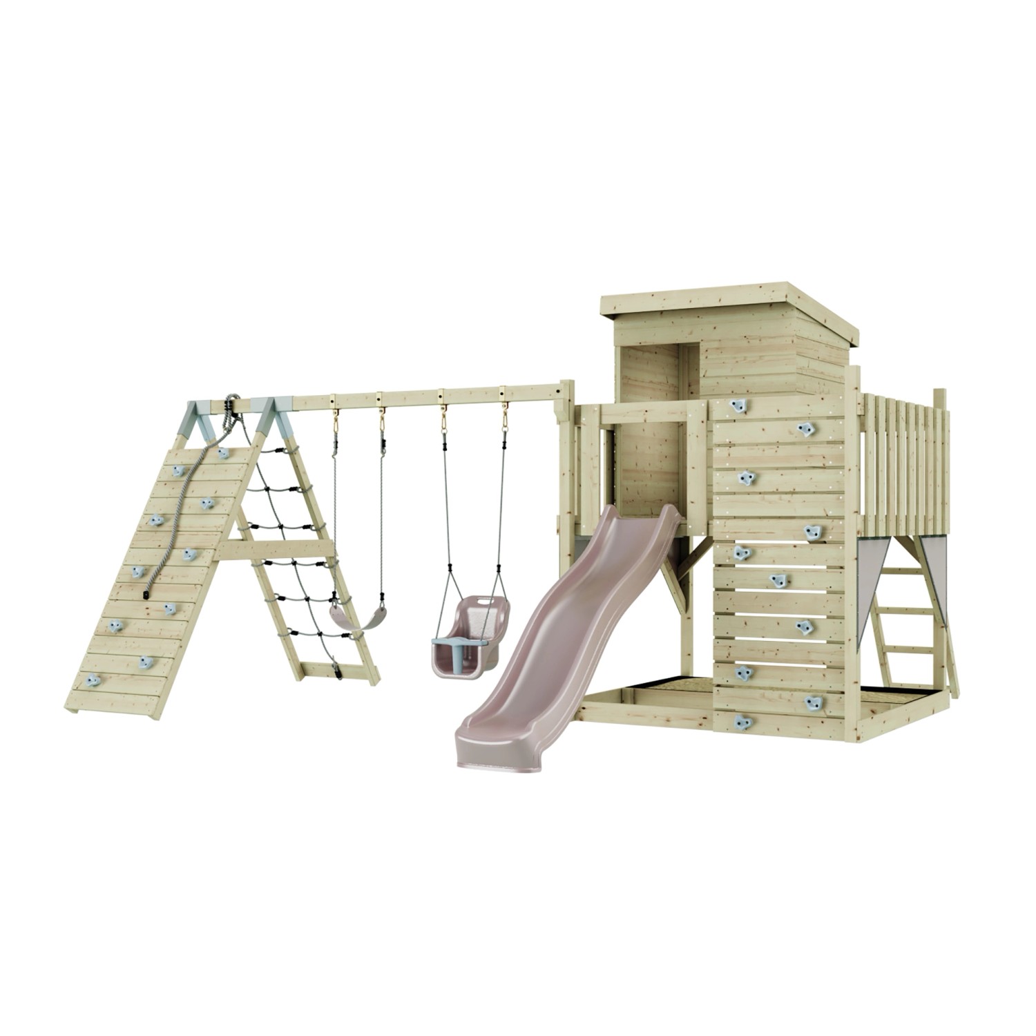 PolarPlay Spielturm Frida, mit Babyschaukel, Altrosa von Polar Play