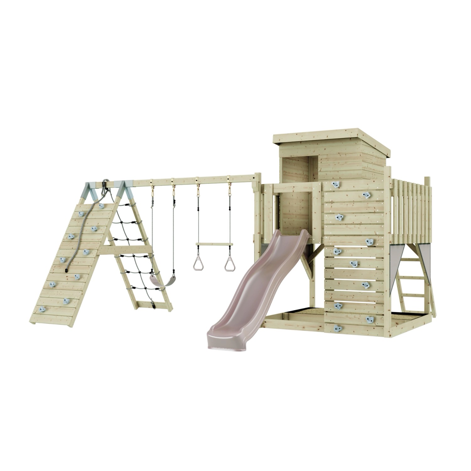 PolarPlay Spielturm Frida, mit Trapezstange, Altrosa von Polar Play