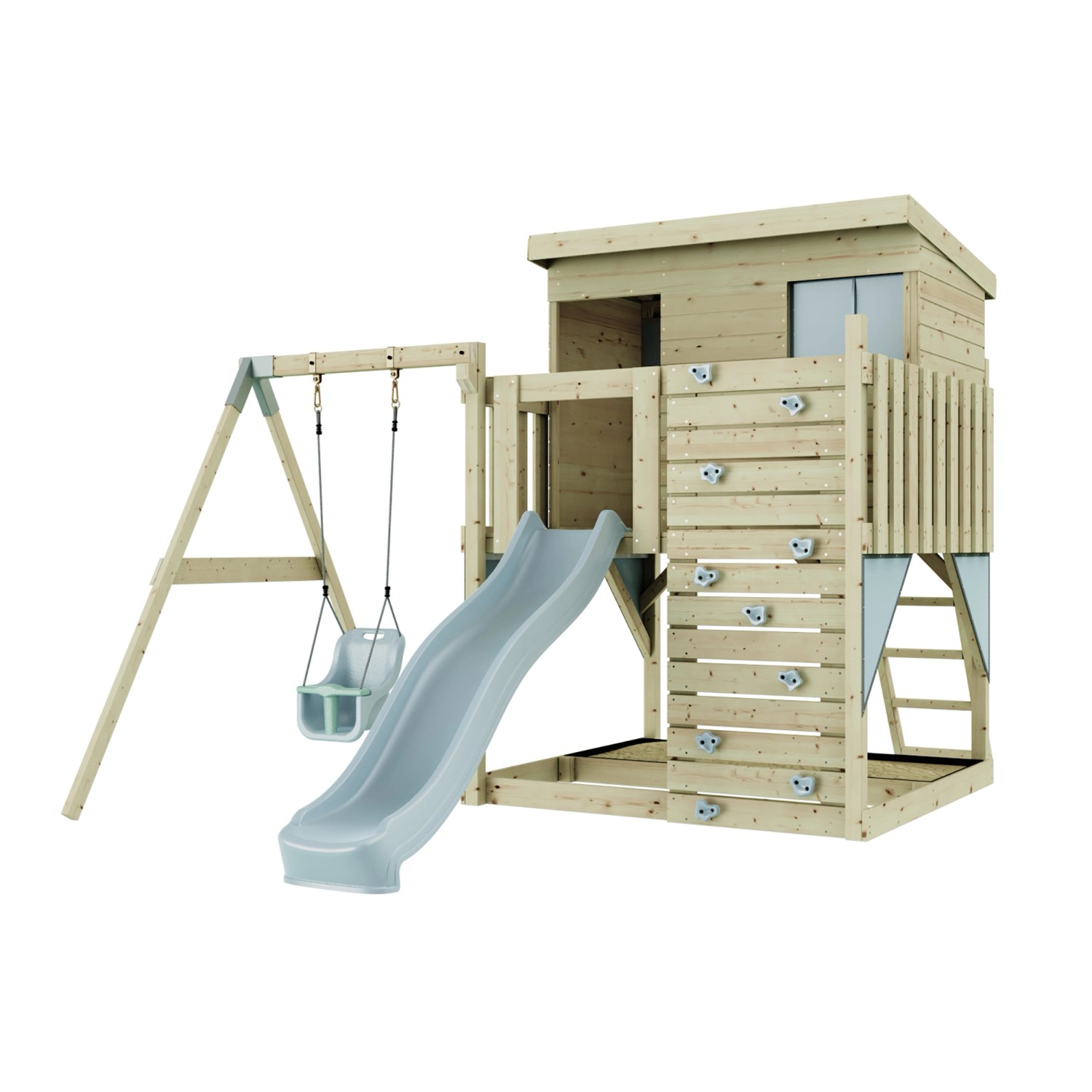PolarPlay Spielturm Tjorven, mit Babyschaukel, Eisblau von Polar Play