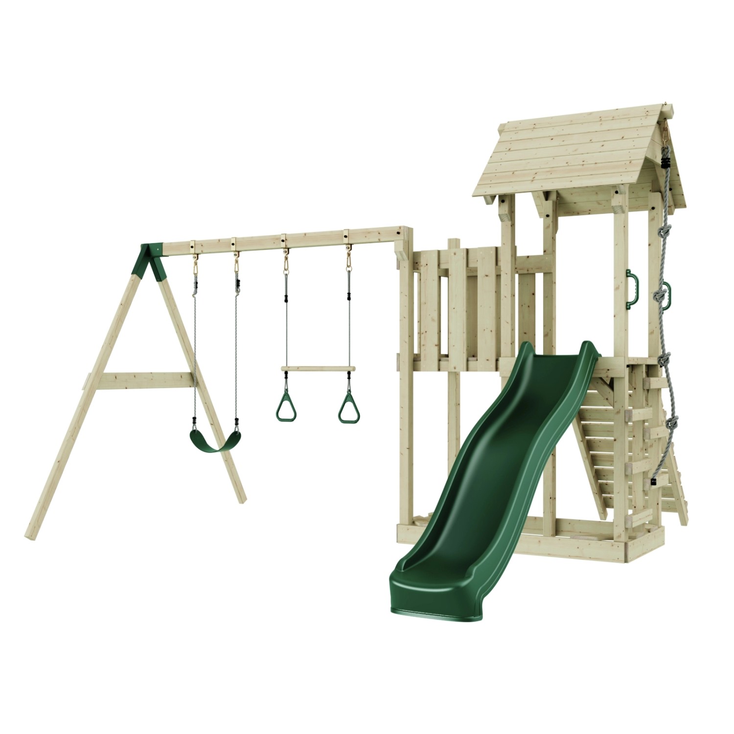 PolarPlay Spielturm Uppsala Schaukeln Trapezstange Kletterwand Rutsche Grün PolarPlay Spielturm Uppsala Schaukeln Trapezstange Kletterwand Rutsche Grün von Polar Play