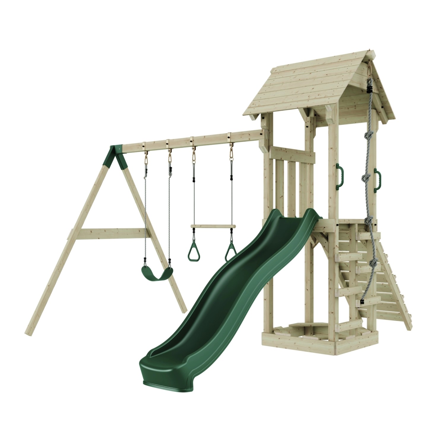 PolarPlay Spielturm Vimmerby Schaukel Trapezstange Rutsche Grün PolarPlay Spielturm Vimmerby Schaukel Trapezstange Rutsche Grün von Polar Play