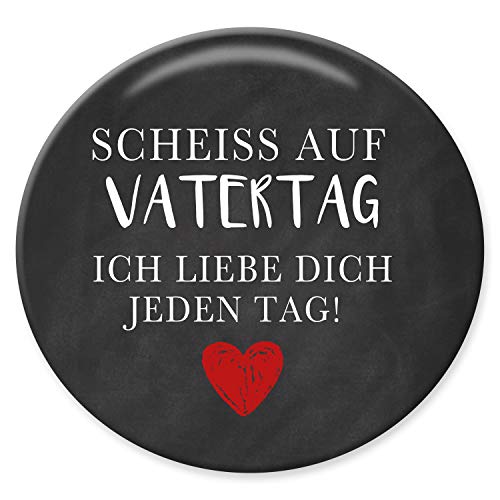 Polarkind Großer Kühlschrankmagnet | Mit Spruch Scheiss auf Vatertag | Perfekte Geschenkidee Geschenk Kleinigkeit | für Vater Papa | Rund | 59mm von Polarkind