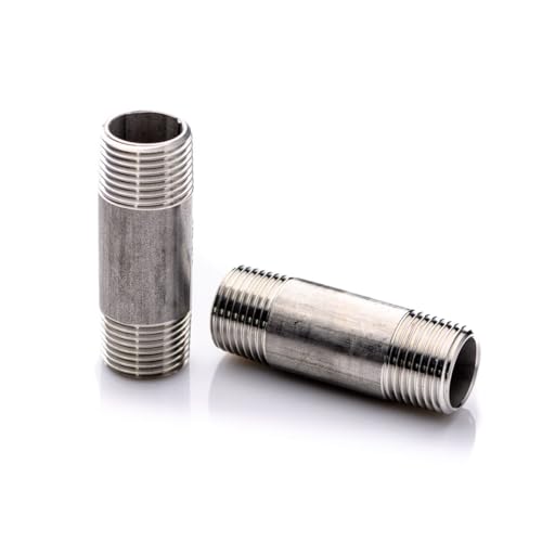 POLBERIS Nypel 1/2'' rostfrei 60mm Stutzen Stück Gewinderohr Doppelgewinde von Polberis