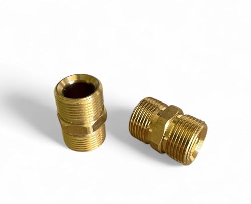 POLBERIS Nypel M22x1,5 Messing Karcher L33mm Schraubgewinde Außen-Innensechskant konisch mit Dichtung BPS Gewinde Doppelschraubendreher von Polberis