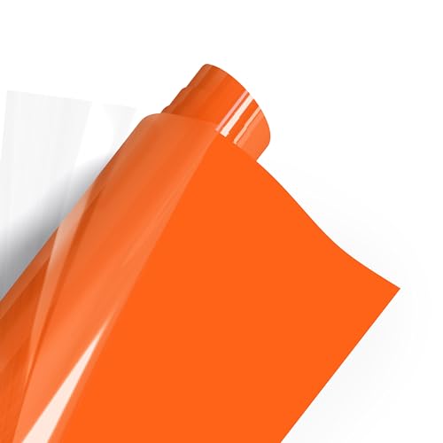 POLI-FLEX PREMIUM Flexfolie Meterware 53 Farben Textil-Bügelfolie, Breite:50 cm, Farbe:442 NEON-ORANGE von Tokiso