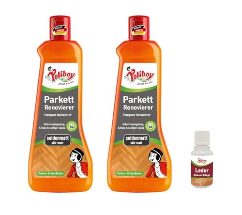 POLIBOY Parkett Renovierer Seidenmatt - Bodenaufbereiter für Parkettversiegelung - 2x 500ml - Mit Produktprobe - Made in Germany POLIBOY Parkett Renovierer Seidenmatt - Bodenaufbereiter für Parkettversiegelung - 2x 500ml - Mit Produktprobe - Made in Germany von Poliboy ... pflegt wie neu