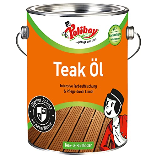 Poliboy Teak Öl für dunkele Harthölzer - zur intensiven Farbauffrischung - reinigt, pflegt und schützt - 2,5 Liter - Rundose - Made in Germany Poliboy Teak Öl für dunkele Harthölzer - zur intensiven Farbauffrischung - reinigt, pflegt und schützt - 2,5 Liter - Rundose - Made in Germany von Poliboy ... pflegt wie neu