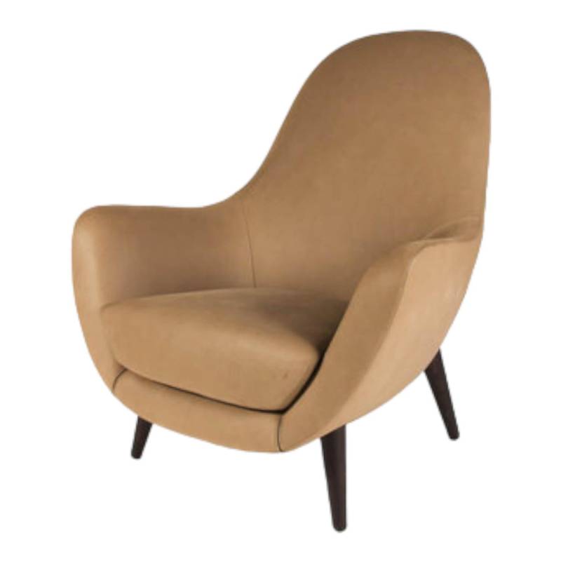 Sessel Mad King Leder Silk 02 Beige Gestell Eiche Spessart von Poliform