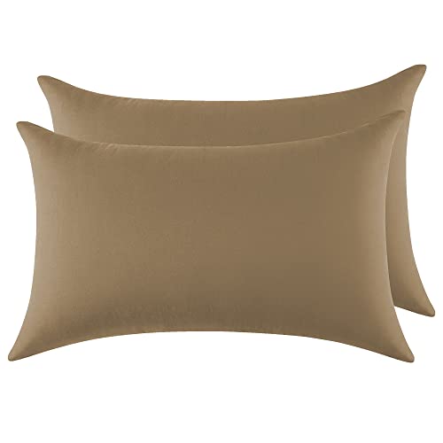 2er Set Kissenbezug 100% Baumwolle 40x70 cm 2 PCS, Superweicher Premium Jersey Kopfkissenbezug, Kissenhülle Beige von Poligino