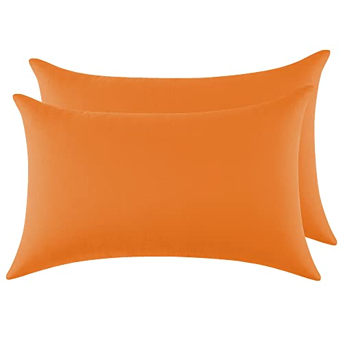 2er Set Kissenbezug 100% Baumwolle 40x70 cm 2 PCS, Superweicher Premium Jersey Kopfkissenbezug, Kissenhülle Orange von Poligino