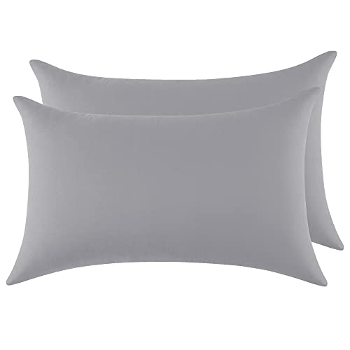 2er Set Kissenbezug 100% Baumwolle 50x80 cm 2 PCS, Superweicher Premium Jersey Kopfkissenbezug, Kissenhülle Moonlightgrey - Grau von Poligino