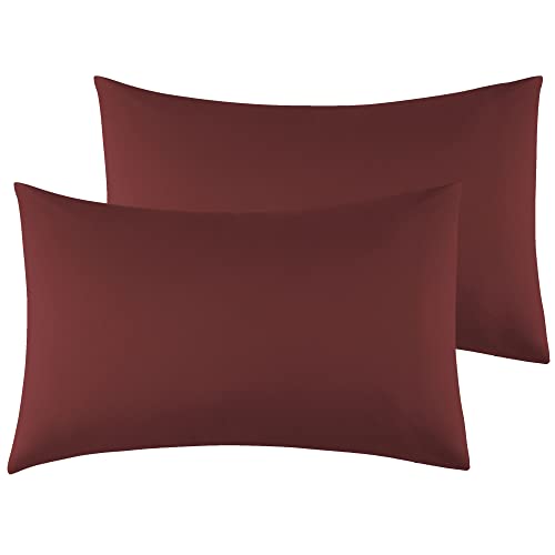 Kissenbezug 40 x 80 cm 2er Set - Kopfkissenbezug Mikrofaser Premium Superweicher - Kissenhülle 40 x 80 cm - Burgundisch von Poligino