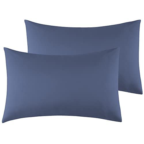 Kissenbezug 40x70cm 2er Set - Kopfkissenbezug Mikrofaser Premium Superweicher - Kissenhülle 40x70cm - Dunkelblau von Poligino