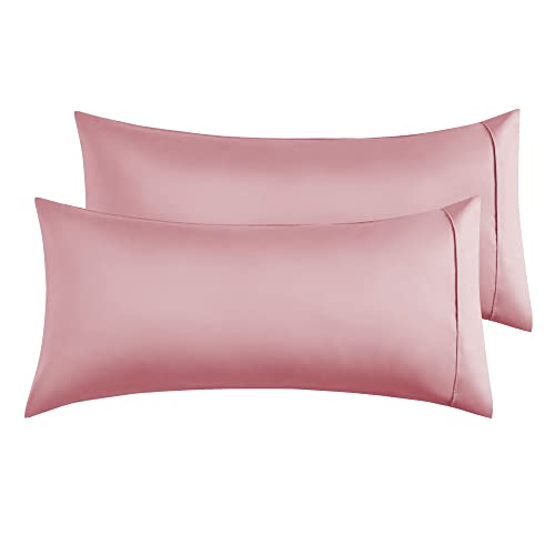 Kissenbezug 50x90 cm 2er Set - Kopfkissenbezug Mikrofaser Premium Superweicher - Kissenhülle 50x90 cm - Rosa von Poligino