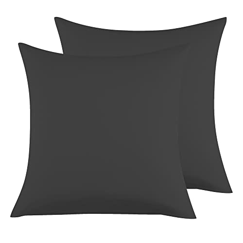 Kissenbezug 65x65cm 2er Set - Kopfkissenbezug Mikrofaser Premium Superweicher - Kissenhülle 65x65cm - Schwarz von Poligino