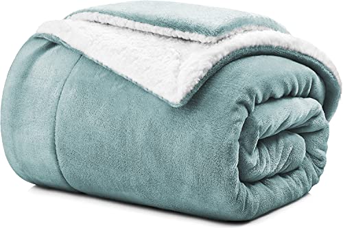 Decke Sofa Kuscheldecke 210 x 240 - Warm Sherpa Sofaüberwurf Decke - Dicke Sofadecke Couchdecke - Flauschige Wohndecke für Couch -Aqua Grün von Poligino