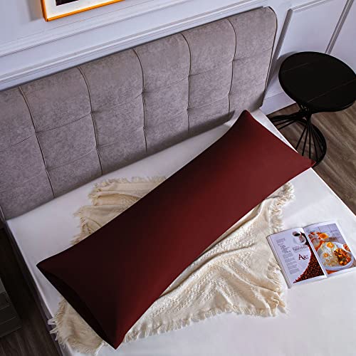 Kissenbezug 50 x 135 cm 2er Set - Kopfkissenbezug Mikrofaser Premium Superweicher - Kissenhülle 50 x 135 cm - Burgundisch von Poligino