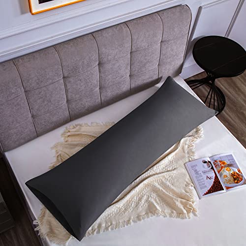 Kissenbezug 50 x 135 cm 2er Set - Kopfkissenbezug Mikrofaser Premium Superweicher - Kissenhülle 50 x 135 cm - Dunkelgrau von Poligino