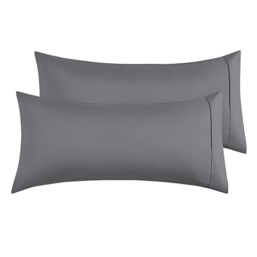 Kissenbezug 50x90 cm 2er Set - Kopfkissenbezug Mikrofaser Premium Superweicher - Kissenhülle 50x90 cm - Dunkelgrau Kissenbezug 50x90 cm 2er Set - Kopfkissenbezug Mikrofaser Premium Superweicher - Kissenhülle 50x90 cm - Dunkelgrau von Poligino