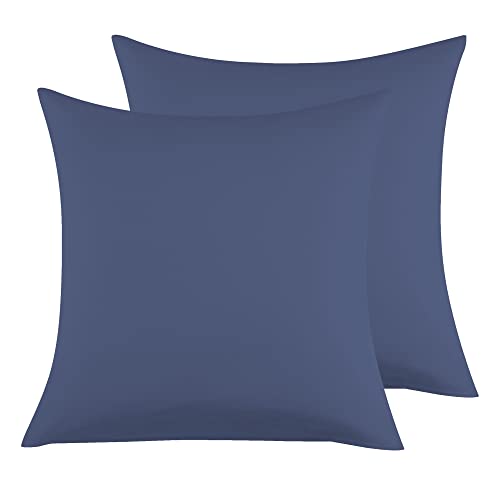 Kissenbezug 80x80cm 2er Set - Kopfkissenbezug Mikrofaser Premium Superweicher - Kissenhülle 80x80cm - Dunkelblau von Poligino