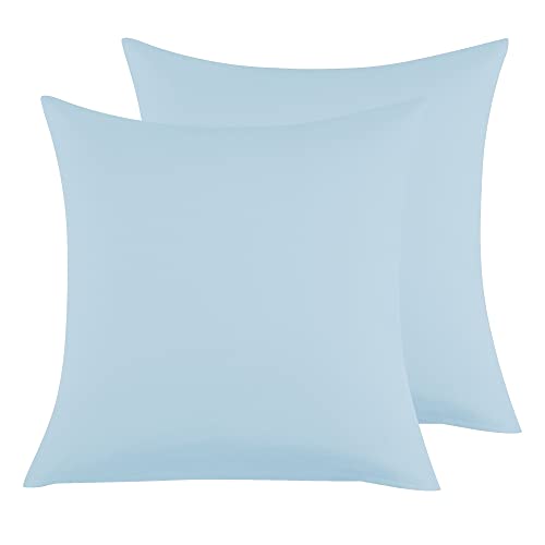 Kissenbezug 80x80cm 2er Set - Kopfkissenbezug Mikrofaser Premium Superweicher - Kissenhülle 80x80cm - Hellblau von Poligino