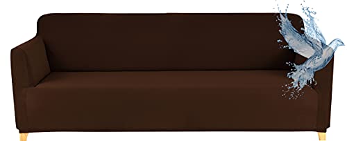 Poligino Sofabezug, 3-Sitzer, wasserdicht, dehnbar, Schutz für Sofas mit Armlehnen, Braun von Poligino