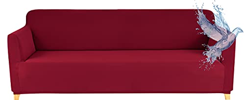 Poligino Sofabezug 3 Sitzer Wasserdicht, Sofahusse Elastisch Universal, Sofa Cover Stretch 3 Sitzer (180-220 cm) Burgundisch von Poligino