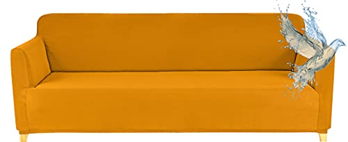 Poligino Sofabezug, 3-Sitzer, wasserdicht, dehnbar, Schutz für Sofas mit Armlehnen, Gelb von Poligino