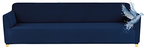 Poligino Sofabezug 4 Sitzer Wasserdicht, Sofahusse Elastisch Universal, Sofa Cover Stretch 4 Sitzer (230-250 cm) Blau von Poligino