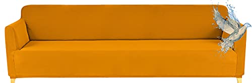 Poligino Sofabezug, 4-Sitzer, wasserdicht, dehnbar, Schutz für Sofas mit Armlehnen, Gelb von Poligino