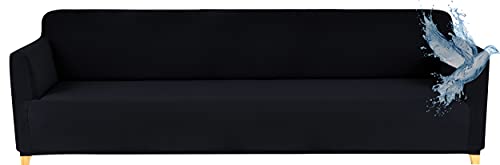 Poligino Sofabezug 4 Sitzer Wasserdicht, Sofahusse Elastisch Universal, Sofa Cover Stretch 4 Sitzer (230-250 cm) Schwarz von Poligino