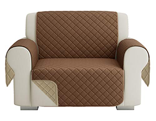 Poligino Sofabezug 1 Sitzer 70cm, Sesselschoner Reversibel mit Auflage, Geeignet für alle Sofas - Beige & Braun von Poligino