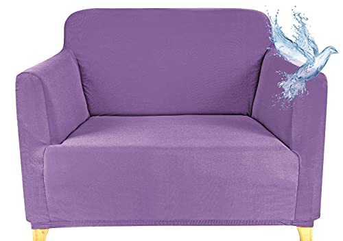 Poligino Sofabezug für 1-Sitzer, wasserdicht, dehnbar, Schutz für Sofas mit Armlehnen, Flieder von Poligino