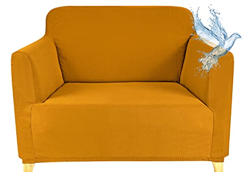 Poligino Sofabezug für 1-Sitzer, wasserdicht, dehnbar, Schutz für Sofas mit Armlehnen, Polyester, Gelb, 1-Sitzer, 70 – 120 cm von Poligino
