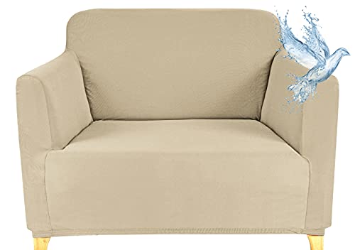 Poligino Sofabezug für 1-Sitzer, wasserdicht, dehnbar, Schutz für Sofas mit Armlehnen – Beige von Poligino