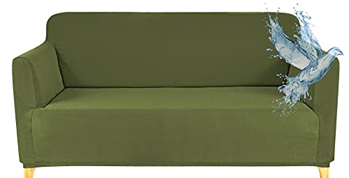 Poligino Sofabezug für 2-Sitzer, wasserdicht, dehnbar, Schutz für Sofas mit Armlehnen, Grün von Poligino