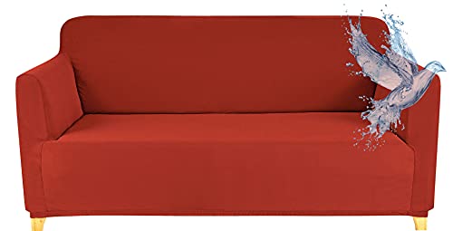 Poligino Sofabezug für 2-Sitzer, wasserdicht, dehnbar, Schutz für Sofas mit Armlehnen, Orange von Poligino