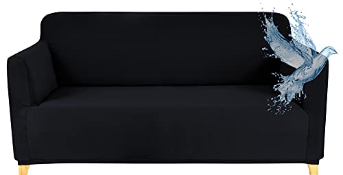 Poligino Sofabezug für 2-Sitzer, wasserdicht, dehnbar, Schutz für Sofas mit Armlehnen, Polyester, Schwarz, 2-Sitzer, 130 – 170 cm von Poligino