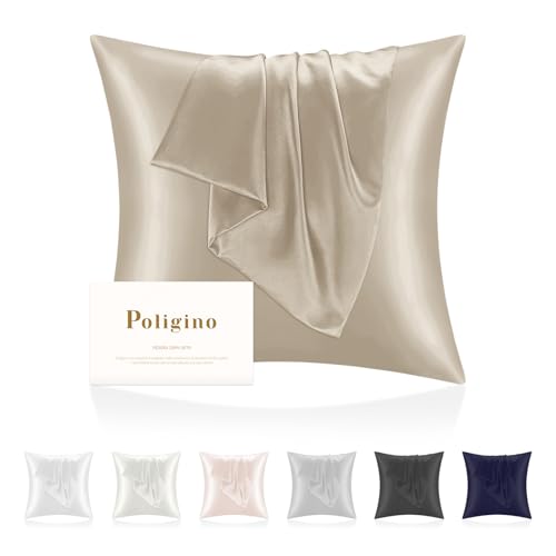 Seide Kissenbezug 100% Seide 65x65cm,Superweicher Seidenkissenbezug 22 Momme,Allergiearme Kissenbezüge zum Schutz von Haar und Haut,1 Stück Atmungsaktiver Kissenbezug, Champagner Seide Kissenbezug 100% Seide 65x65cm,Superweicher Seidenkissenbezug 22 Momme,Allergiearme Kissenbezüge zum Schutz von Haar und Haut,1 Stück Atmungsaktiver Kissenbezug, Champagner von Poligino