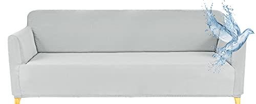 Sofabezug 3 Sitzer Wasserdicht, Sofahusse Elastisch Universal, Sofa Cover Stretch 3 Sitzer (180-220 CM) Hellgrau von Poligino