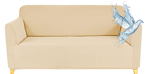 Sofabezug 3 Sitzer Wasserdicht, Sofahusse Elastisch Universal, Sofa Cover Stretch 3 Sitzer (180-220 cm) Beige von Poligino