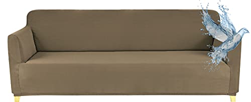Sofabezug 3 Sitzer Wasserdicht, Sofahusse Elastisch Universal, Sofa Cover Stretch 3 Sitzer (180-220 cm) Kaffee von Poligino