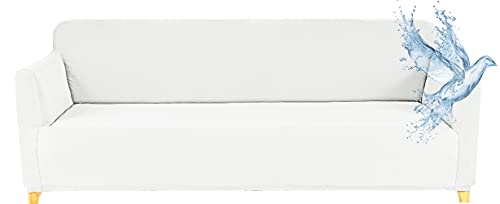 Poligino Sofabezug 3 Sitzer Wasserdicht, Sofahusse Elastisch Universal, Sofa Cover Stretch 3 Sitzer (180-220 cm) Weiß von Poligino